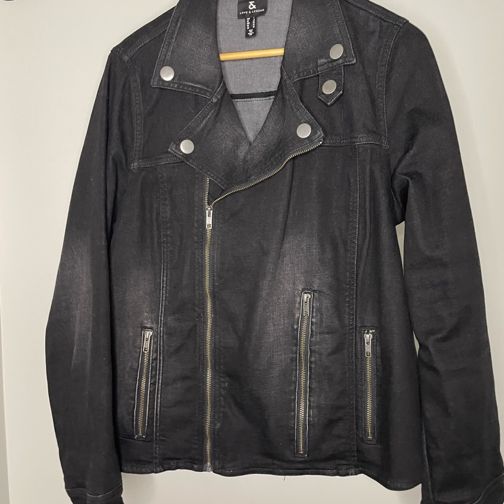 Love & Legend Black Denim Jacket with Silver Details - Picture 1 of 4